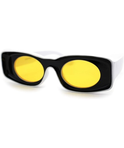 Womens Unique Concave Thick Mod Plastic Sunglasses Black Yellow $9.87 Oval