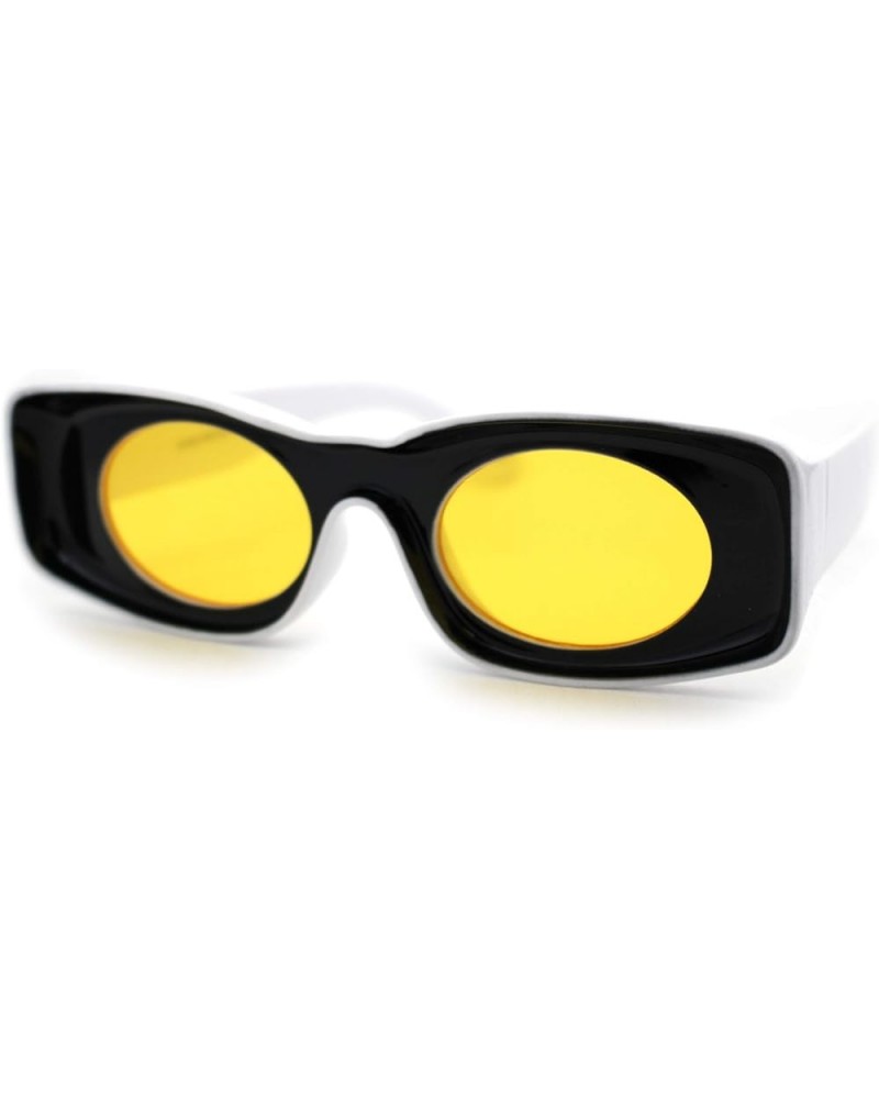 Womens Unique Concave Thick Mod Plastic Sunglasses Black Yellow $9.87 Oval