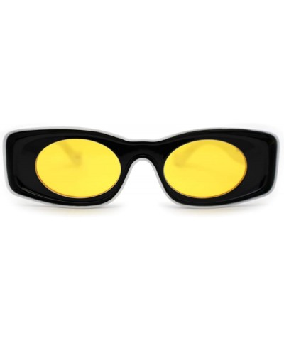 Womens Unique Concave Thick Mod Plastic Sunglasses Black Yellow $9.87 Oval