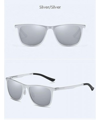 Classic Aviator Sunglasses Polarized Al-Mg alloy Driving Sunglasses 100% UV Blocking Silver Silver $19.98 Aviator