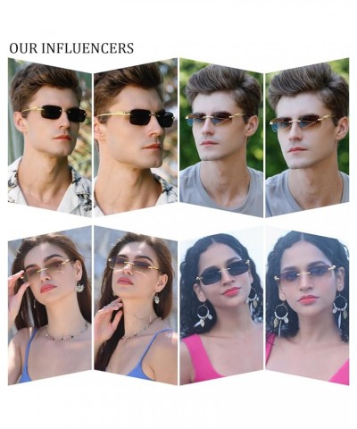 Rectangle Rimless Sunglasses for Women Men Leopard Arms 70s 80s Retro Sun Glasses Purle $11.39 Rimless