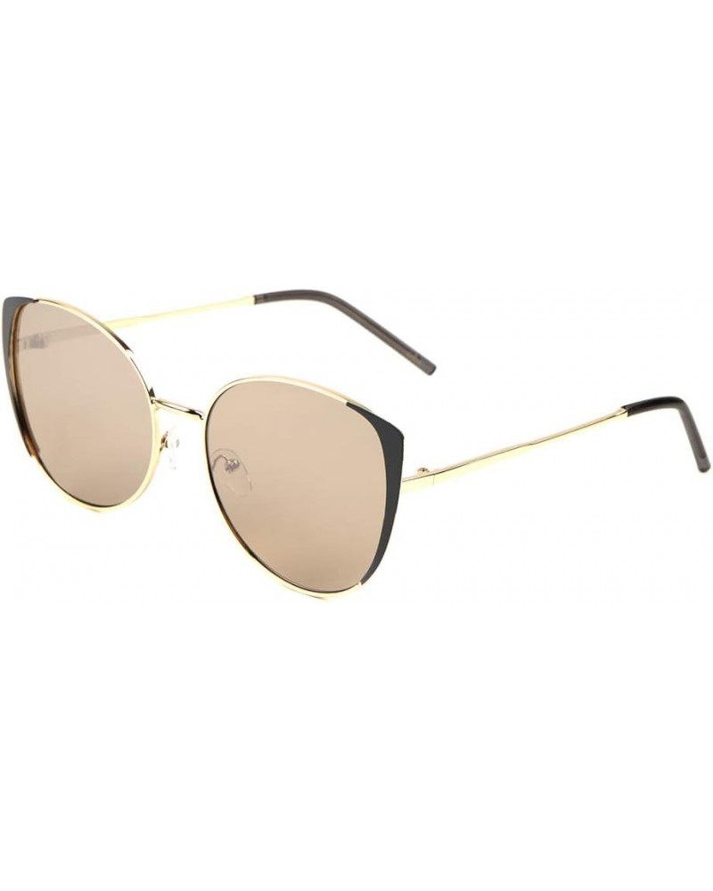 Ear Shield Retro Cat Eye Frame Round Lens Sunglasses M10720 Light Brown $11.54 Shield