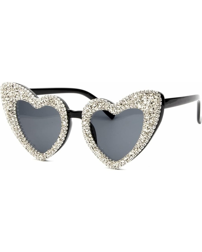 Heart Shaped Sunglasses for Women Retro Vintage Bling Rhinestone Sunglasses Bride Bridesmaid Glasses Wedding White $9.87 Desi...