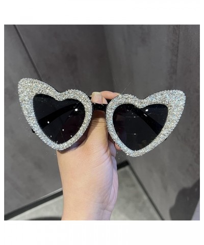 Heart Shaped Sunglasses for Women Retro Vintage Bling Rhinestone Sunglasses Bride Bridesmaid Glasses Wedding White $9.87 Desi...