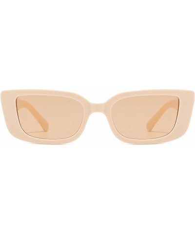 Rectangle Sunglasses for Women Trendy Retro Cat Eye Sunglasses UV400 Protection Square Frame Beige $8.84 Rectangular