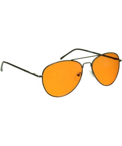 Classic Retro Aviator Blue Blocking Sunglasses Amber for Men and Women Gunmetal $10.34 Aviator