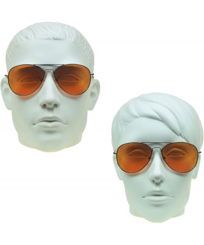 Classic Retro Aviator Blue Blocking Sunglasses Amber for Men and Women Gunmetal $10.34 Aviator