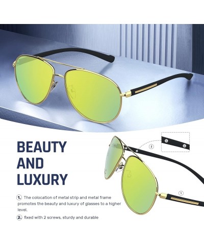 Aviator Sunglasses Classic Sunglasses Men Aviators Style, Polarized Sunglasses with Mirrored Lens Gold Frame & Gold Lens $11....