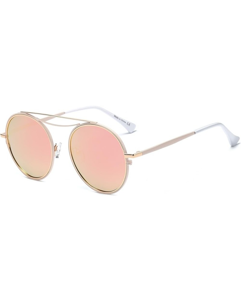 Fashion Designer Mirrored Polarized Round Sunglasses Fashion Eyewear Gold/Rose $19.24 Round