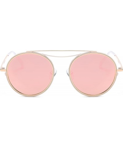 Fashion Designer Mirrored Polarized Round Sunglasses Fashion Eyewear Gold/Rose $19.24 Round