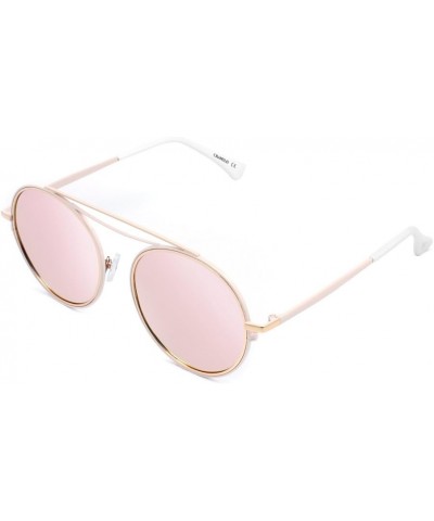 Fashion Designer Mirrored Polarized Round Sunglasses Fashion Eyewear Gold/Rose $19.24 Round