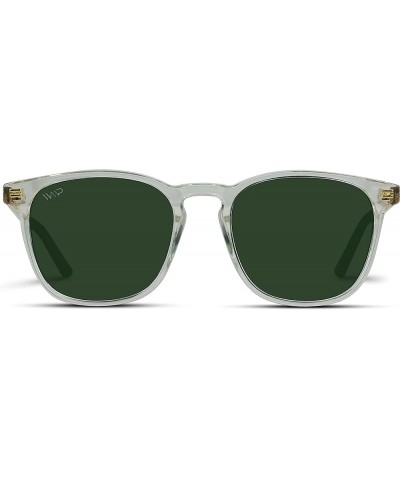 Polarized Modern Rounded Square Men's Sunglasses Clear Frame/Smoke Green Lens $19.80 Square