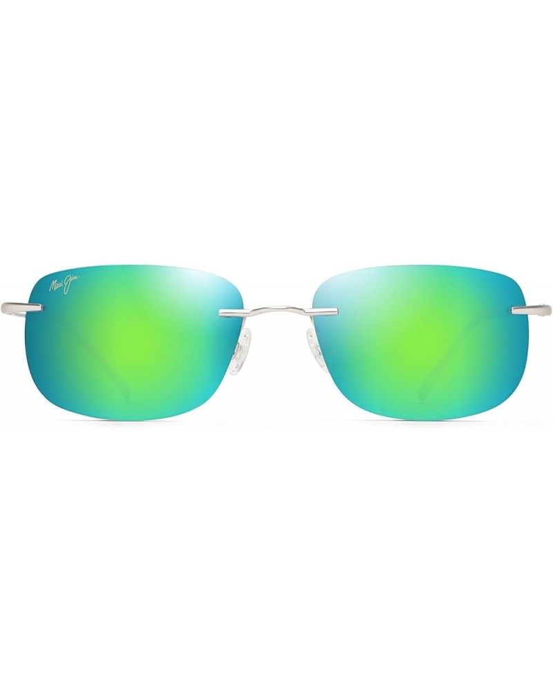 Women's Ohai W/Patented Polarizedplus2 Lenses Rectangular Sunglasses Matte Silver/Green Mirror Polarized $100.44 Rimless