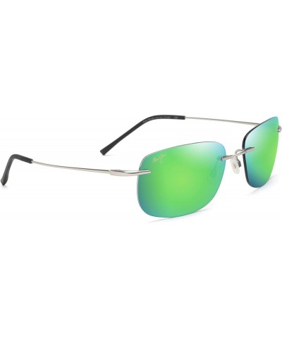 Women's Ohai W/Patented Polarizedplus2 Lenses Rectangular Sunglasses Matte Silver/Green Mirror Polarized $100.44 Rimless