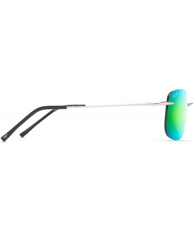 Women's Ohai W/Patented Polarizedplus2 Lenses Rectangular Sunglasses Matte Silver/Green Mirror Polarized $100.44 Rimless