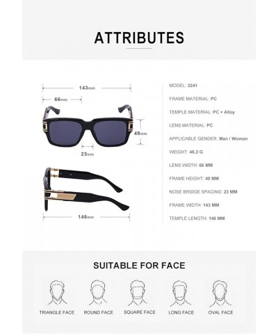 Retro Big Square Sunglasses Men's Outdoor Vacation Beach Decorative Glasses (Color : B, Size : Medium) Medium G $21.79 Square