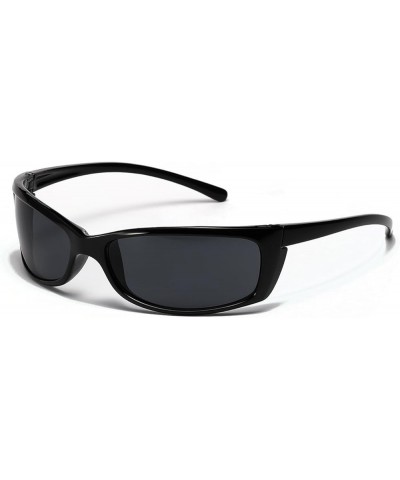 Y2k Sunglasses for Women Men Wrap Around Trendy UV Protection Sunglasses AM044 Black/Grey $6.88 Square