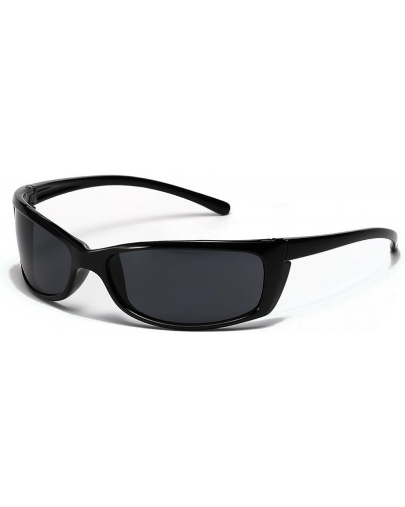 Y2k Sunglasses for Women Men Wrap Around Trendy UV Protection Sunglasses AM044 Black/Grey $6.88 Square