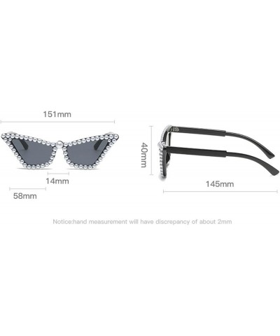 Small Cat Eye Sunglasses Womens Men Fashion Rhinestones Bling Gradient Grey Pearl Sun Glasses Female 3pcs Green+pink+brown $9...