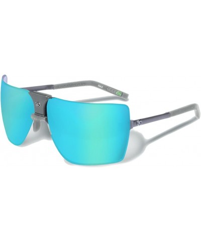 Classic Shield Sunglasses For Men Matte Gunmetal/Turquoise $41.58 Shield