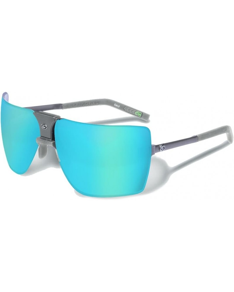 Classic Shield Sunglasses For Men Matte Gunmetal/Turquoise $41.58 Shield