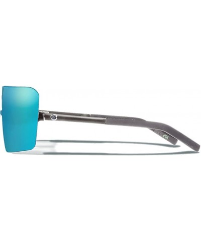 Classic Shield Sunglasses For Men Matte Gunmetal/Turquoise $41.58 Shield