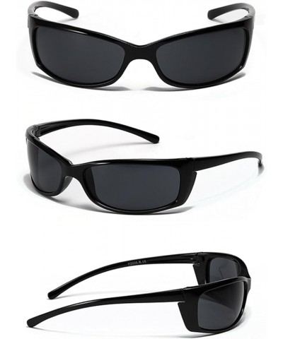 Y2k Sunglasses for Women Men Wrap Around Trendy UV Protection Sunglasses AM044 Black/Grey $6.88 Square