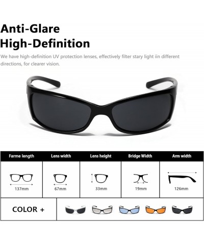 Y2k Sunglasses for Women Men Wrap Around Trendy UV Protection Sunglasses AM044 Black/Grey $6.88 Square