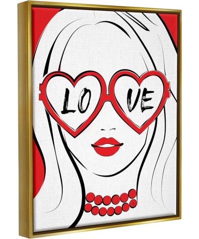 Fashionable Heart Sunglasses Love Design Trendy Woman Canvas Wall Art, Design by Martina Pavlova Gold Floater Framed 16 x 20 ...