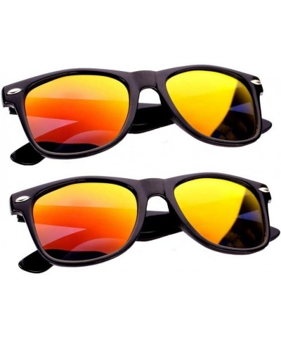 2 pairs gloss black classic 80's sunglasses with color mirror lens unisex 2 X Fire Mirror Lens $8.64 Wayfarer