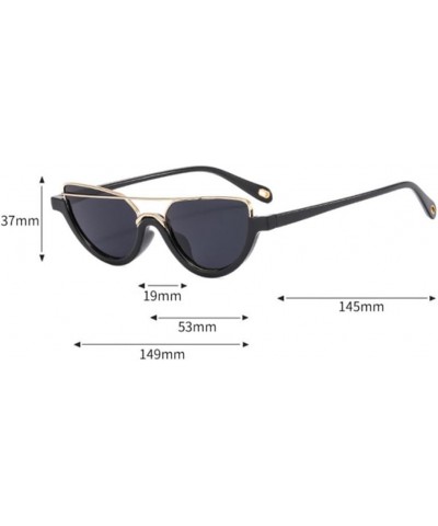 Half Frame Oval Sunglasses Women's Metal Frame Sun Glasses Men Vintage Eyewear UV400 A3 $16.62 Rectangular