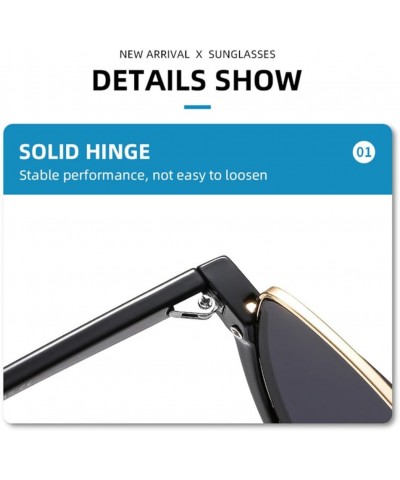 Half Frame Oval Sunglasses Women's Metal Frame Sun Glasses Men Vintage Eyewear UV400 A3 $16.62 Rectangular