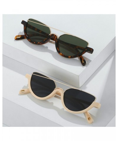 Half Frame Oval Sunglasses Women's Metal Frame Sun Glasses Men Vintage Eyewear UV400 A3 $16.62 Rectangular