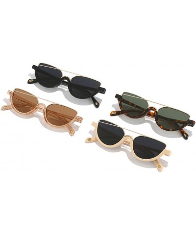 Half Frame Oval Sunglasses Women's Metal Frame Sun Glasses Men Vintage Eyewear UV400 A3 $16.62 Rectangular