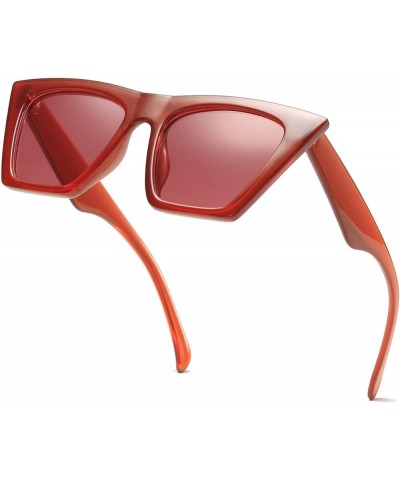 AISSWZBEER Retro Square Cat Eye Sunglasses for Women Fashion Trendy Style UV400 Protection Red $7.79 Cat Eye