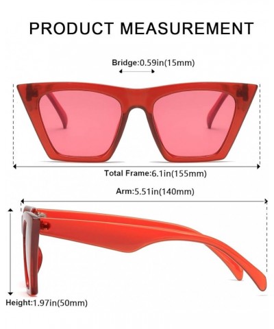 AISSWZBEER Retro Square Cat Eye Sunglasses for Women Fashion Trendy Style UV400 Protection Red $7.79 Cat Eye