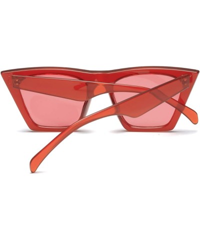 AISSWZBEER Retro Square Cat Eye Sunglasses for Women Fashion Trendy Style UV400 Protection Red $7.79 Cat Eye