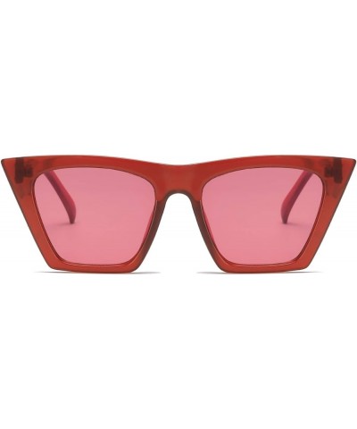 AISSWZBEER Retro Square Cat Eye Sunglasses for Women Fashion Trendy Style UV400 Protection Red $7.79 Cat Eye