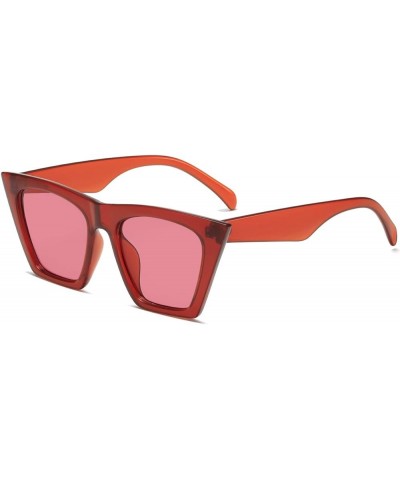 AISSWZBEER Retro Square Cat Eye Sunglasses for Women Fashion Trendy Style UV400 Protection Red $7.79 Cat Eye