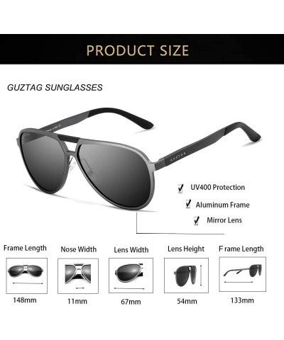 GUZTAG Polarized Aviator Sunglasses For Men Women Aluminum Frame UV400 Lens G9820 Gray $11.52 Pilot