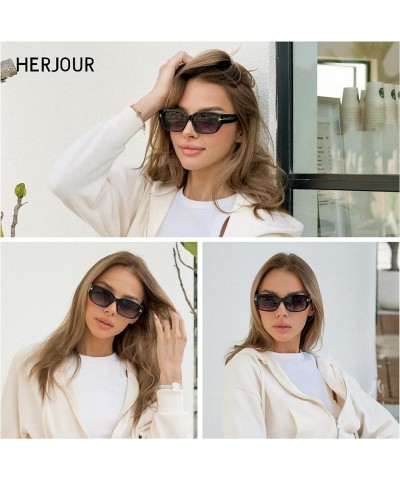 Retro Rectangle Sunglasses for Women and Men Y2K 90S Trendy Frame Vintage Shades Fashion Sun glasses AR82204 White/Umber $8.5...