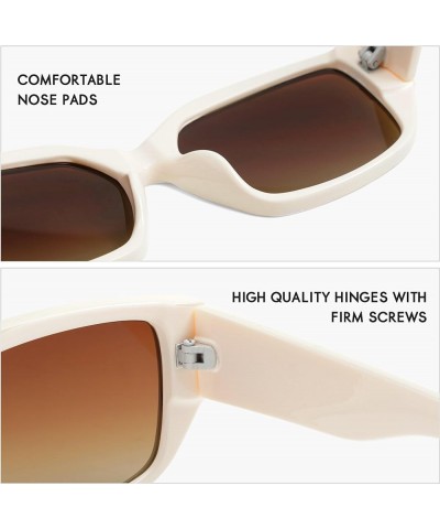 Retro Rectangle Sunglasses for Women and Men Y2K 90S Trendy Frame Vintage Shades Fashion Sun glasses AR82204 White/Umber $8.5...