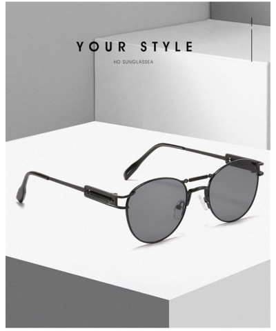 Punk Men and Women Metal Sunglasses (Color : D, Size : 1) 1 B $15.95 Designer