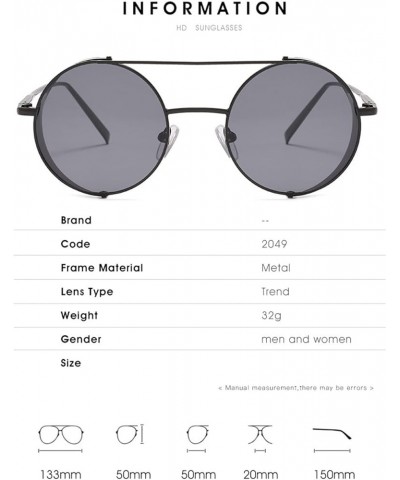 Men's and Women's Metal Retro Round Frame Outdoor Vacation Sunglasses (Color : B, Size : 1) 1 H $15.75 Designer