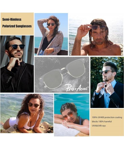 Semi-Rimless Polarized Sunglasses UV 400 Protection for Women Men Matte Black Gold Frame | Brown Lens $9.00 Square