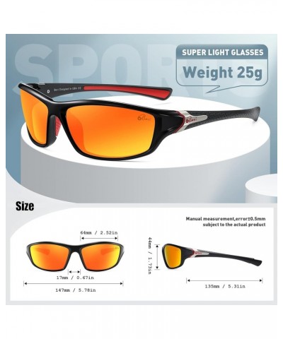 Polarized Sports Sunglasses UV 400 Protection with TR90 Lightweight Frame Glasses for Women Men Orange Black $10.25 Rimless