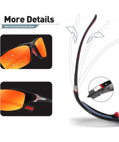 Polarized Sports Sunglasses UV 400 Protection with TR90 Lightweight Frame Glasses for Women Men Orange Black $10.25 Rimless