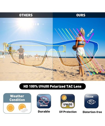 Polarized Sports Sunglasses UV 400 Protection with TR90 Lightweight Frame Glasses for Women Men Orange Black $10.25 Rimless