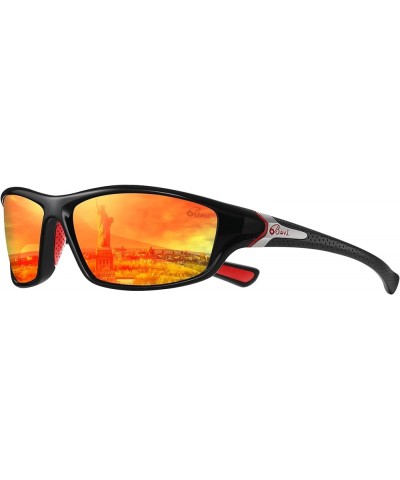 Polarized Sports Sunglasses UV 400 Protection with TR90 Lightweight Frame Glasses for Women Men Orange Black $10.25 Rimless