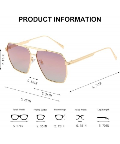 Retro Sunglasses for Women Men Vintage Oversized Square Sun Glasses Classic Polarized Shades Large Metal Frame UV400 Gold Fra...